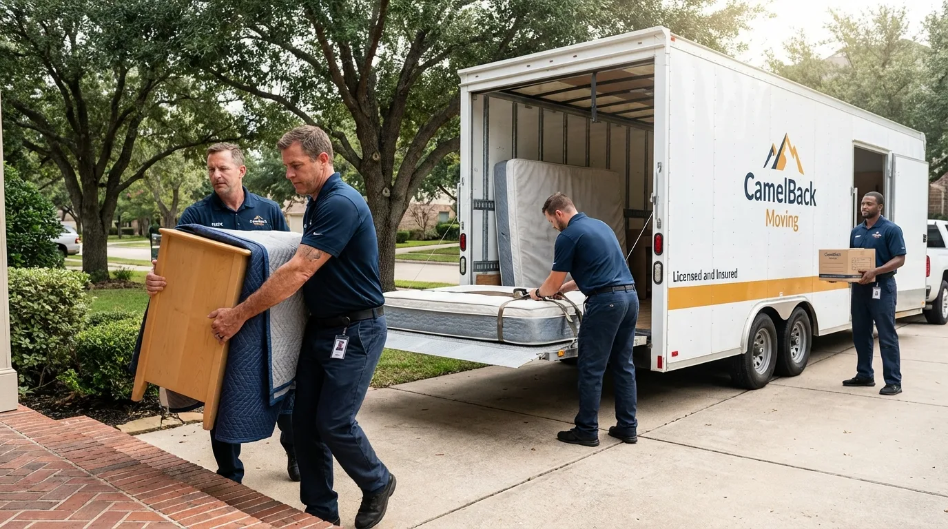 Crew loading residential truck for cross-state move from Vandalia, OH